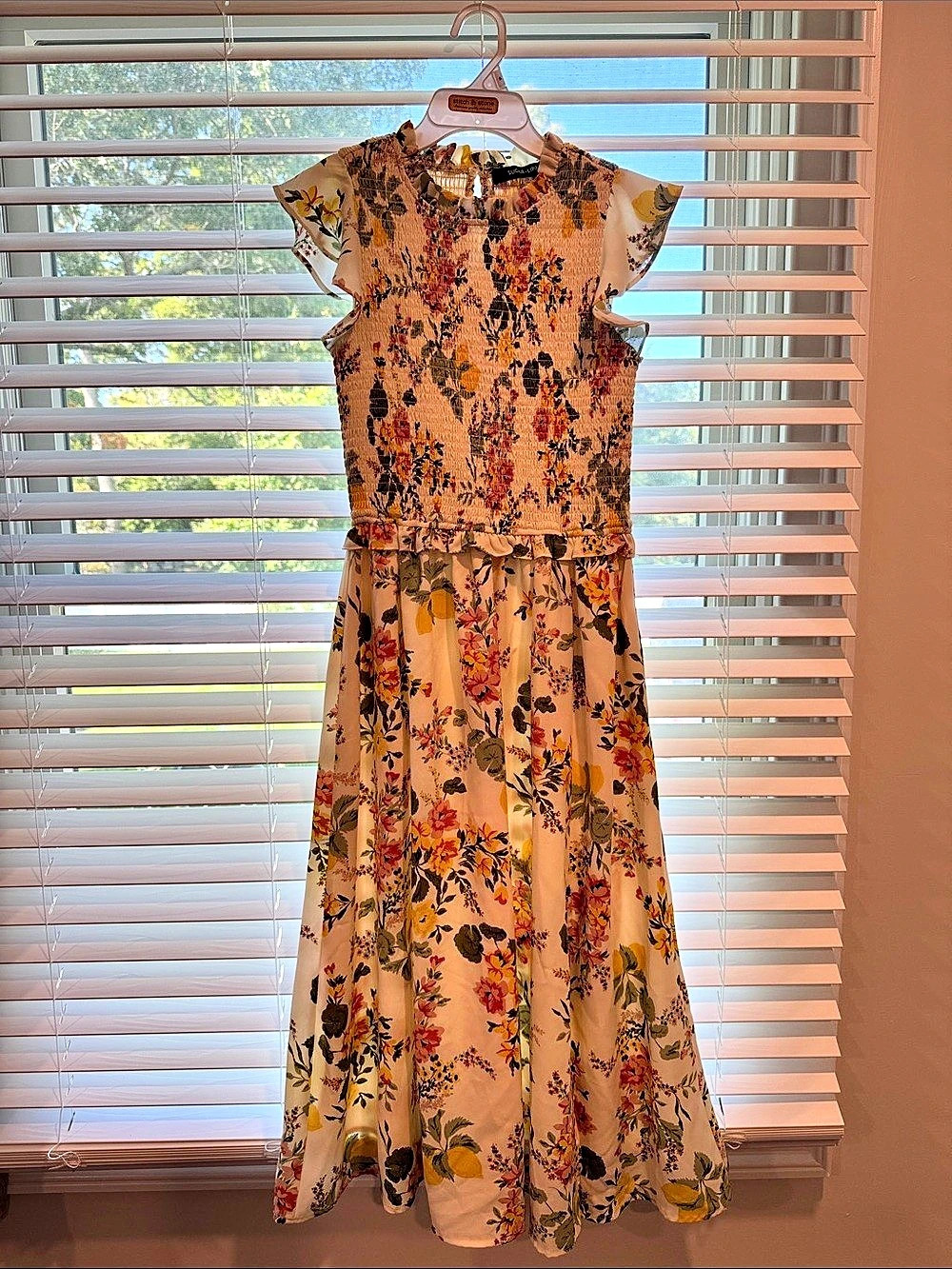Sugarlips Floral Smocked Midi Dress in Cream & Multicolor